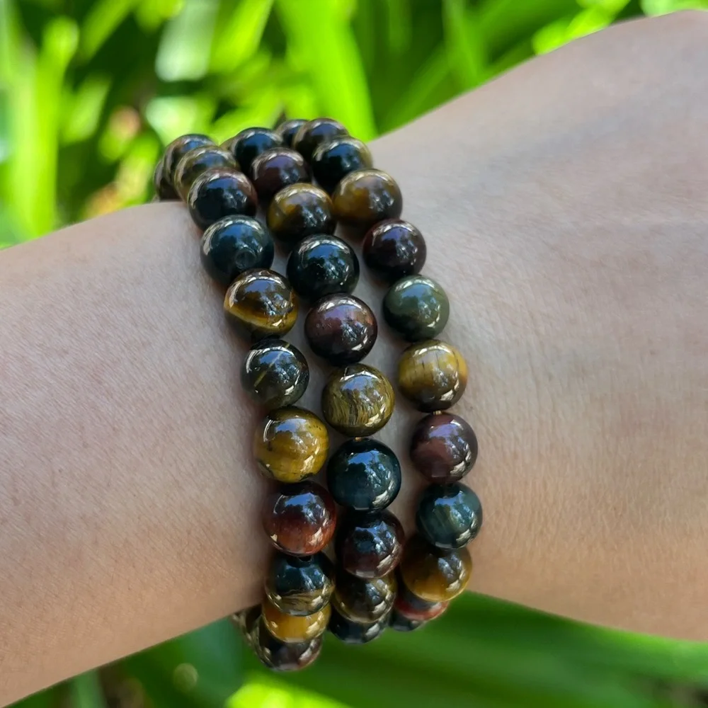 8mm‎ stretchable rainbow tiger eye bracelet